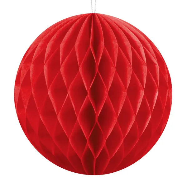 Декор Бумажный шар-соты красный