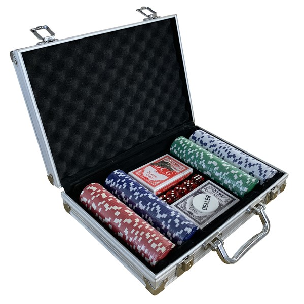 Покерный набор 300 фишек с номиналом + сукно (жестяная коробка)