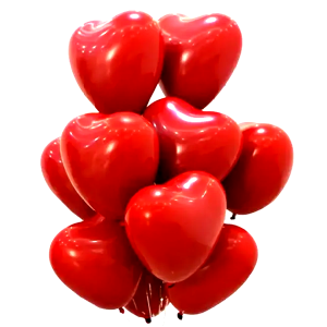 Большие шарики в виде сердца с гелием (10шт)
